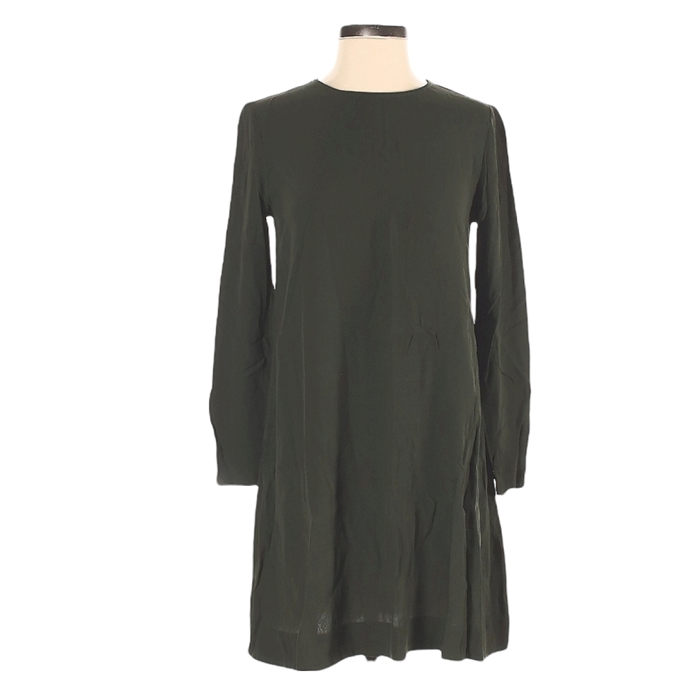 Anthro Samsoe Samsoe‎ Shift Dress Size XXS Forest Green Long Sleeve Crew Neck